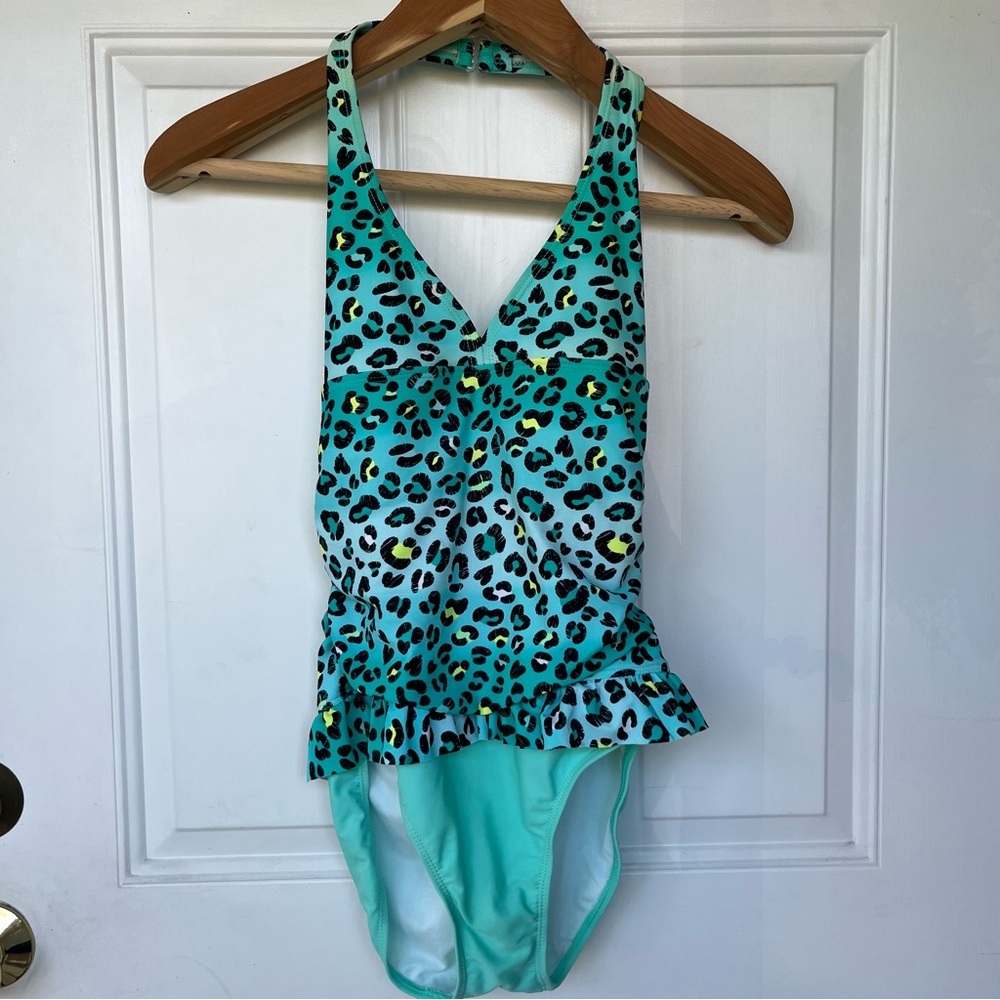•OP• Kids One Piece Leopard Print Swim Suit - Size XL